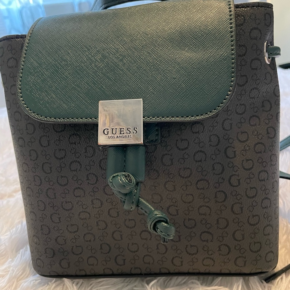 Guess Olive and Charcoal Logo Backpack